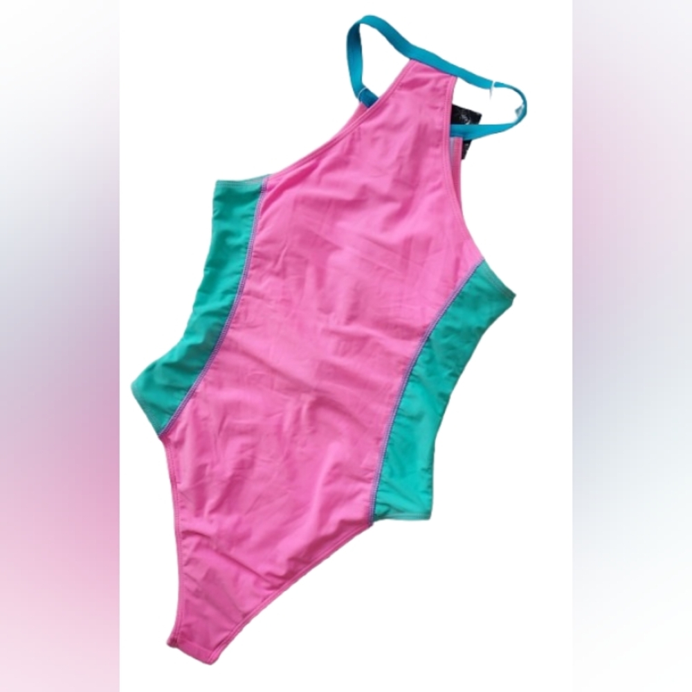 Bikinx Racerback Zip Front One Piece Swim Suit Size Small NEW NWT Preppy - Picture 5 of 7